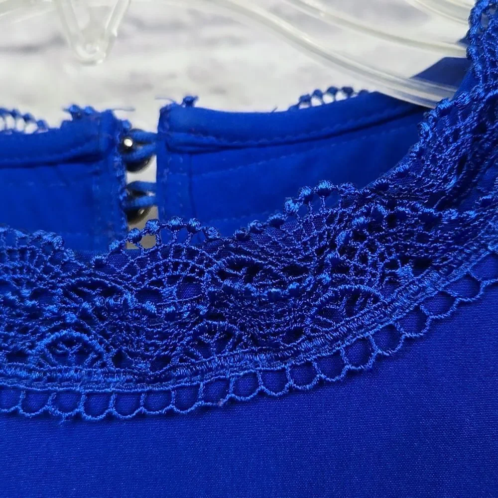 GB Girls Dress Royal Blue Puffy Sheer Lace Sleeve Elegant Semi-Formal Cruise